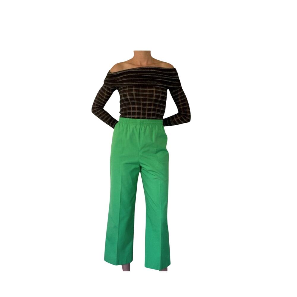 Vintage, Green, High Waist, Trousers with Pockets
